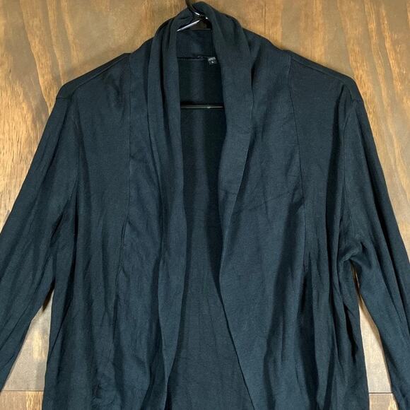 Express Womens Sweater Black Shawl Cardigan Open Front Long Sleeve Modal Large - Picture 2 of 12